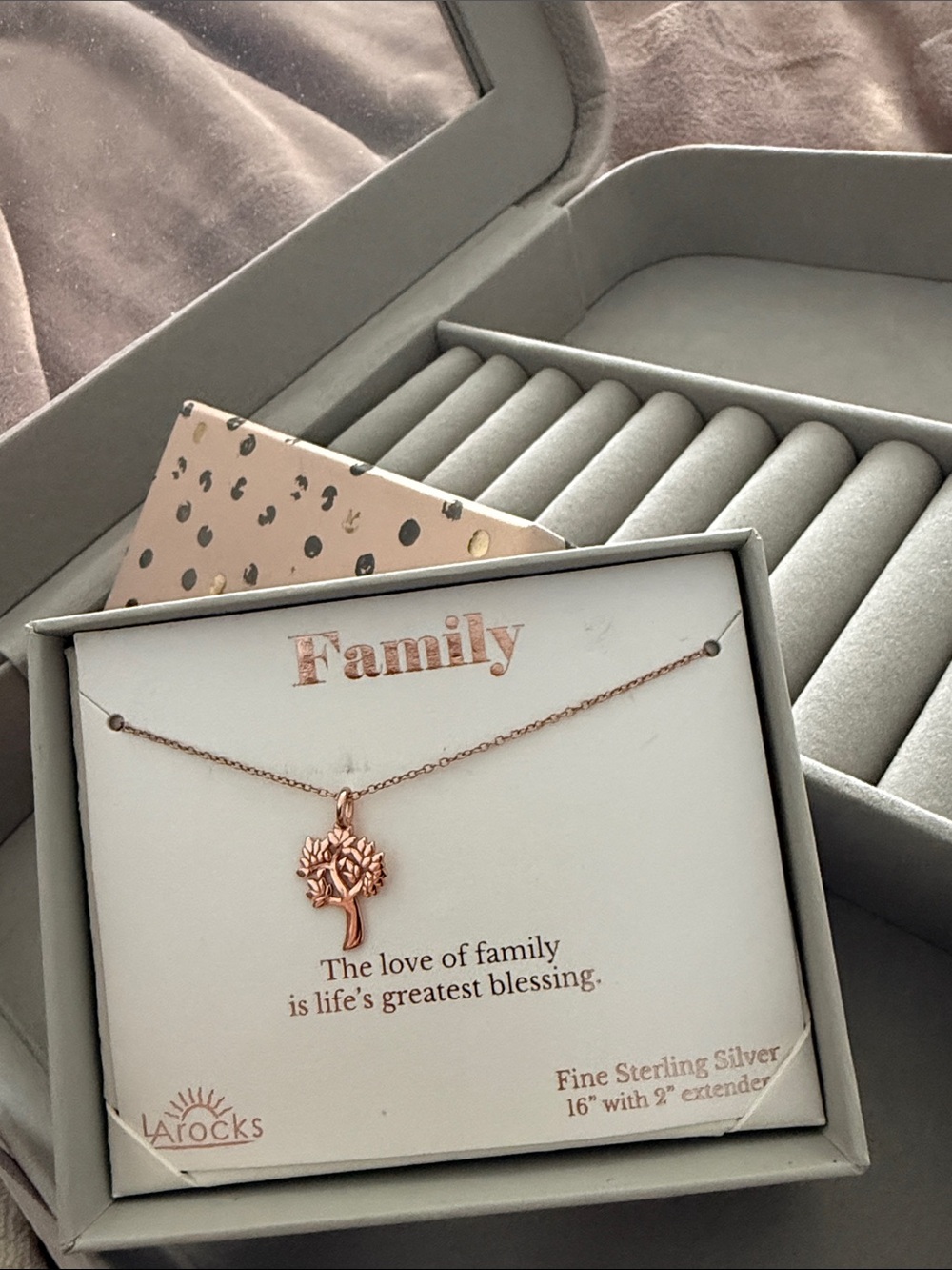 LA Rocks – Flash Rose Gold Plated Sterling Silver Mini Tree Pendant Necklace